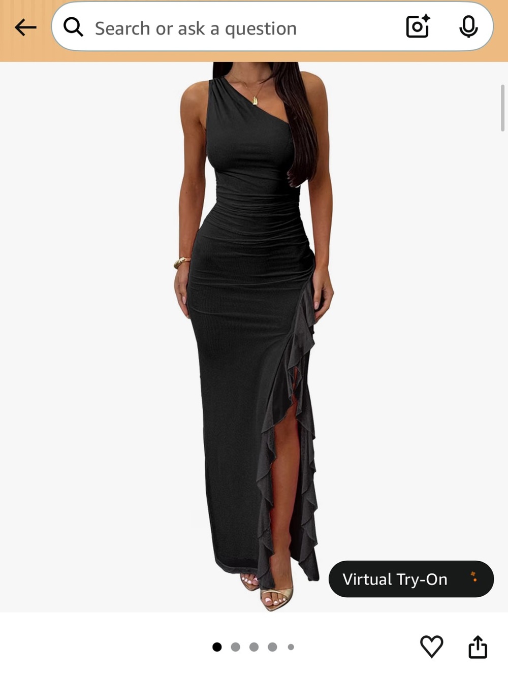 Black Ruffled Side-Slit Maxi Skirt
